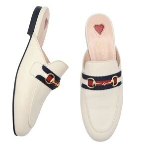 Gucci Women's Princetown Leather Mules - Cream and Navy
